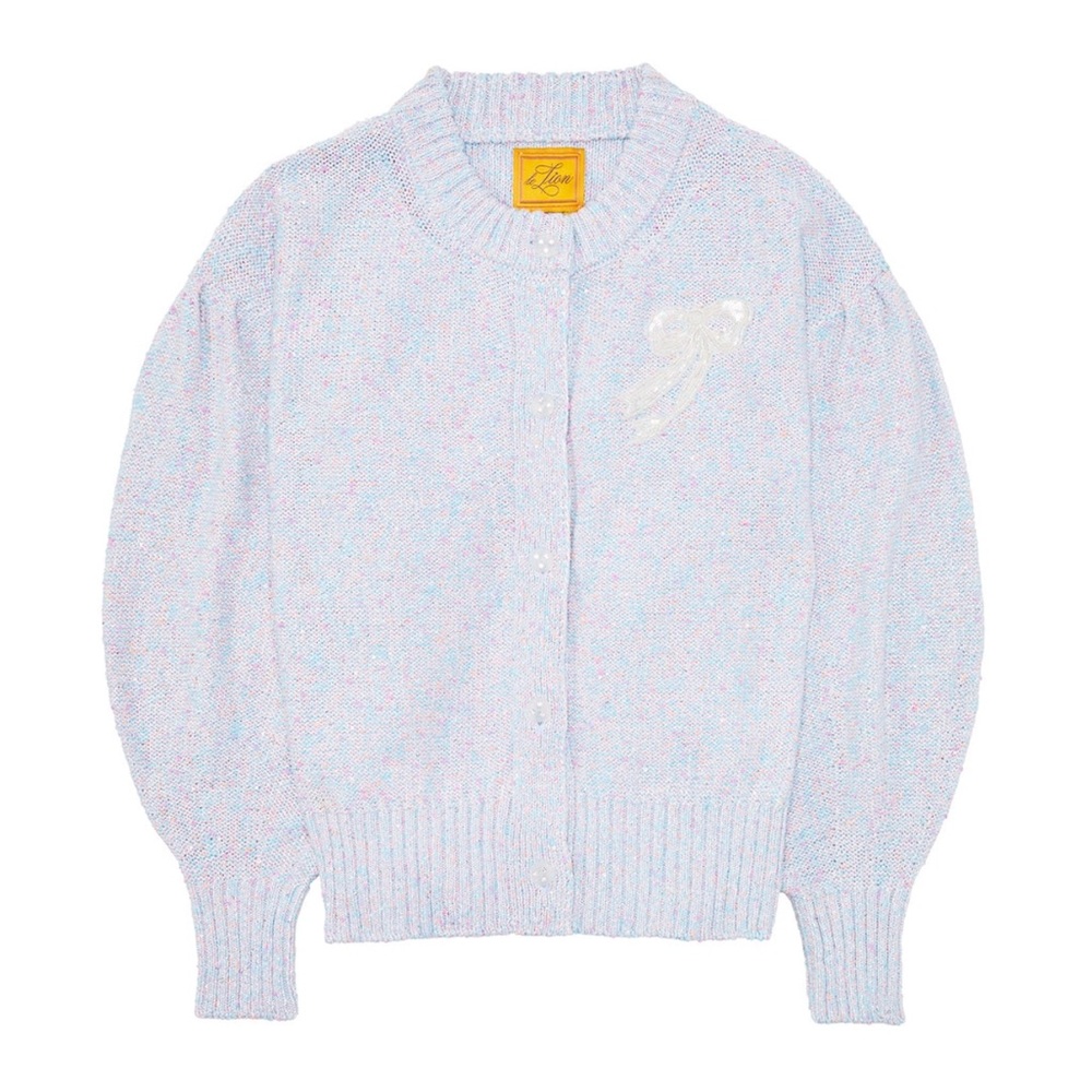 Le Lion Sparkle Cotton Treviso Cardigan Sweater Blue Bell Swirl Size Small NWT